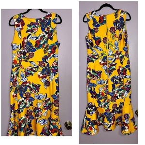 Calvin Klein Women's  Midi Yellow floral Scuba Dress, size 12, used